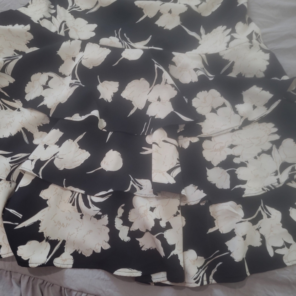 Lauren Ralph Lauren Women SZ 8 Blk‎ cream floral fit & flare dropped waist dress - Picture 7 of 11
